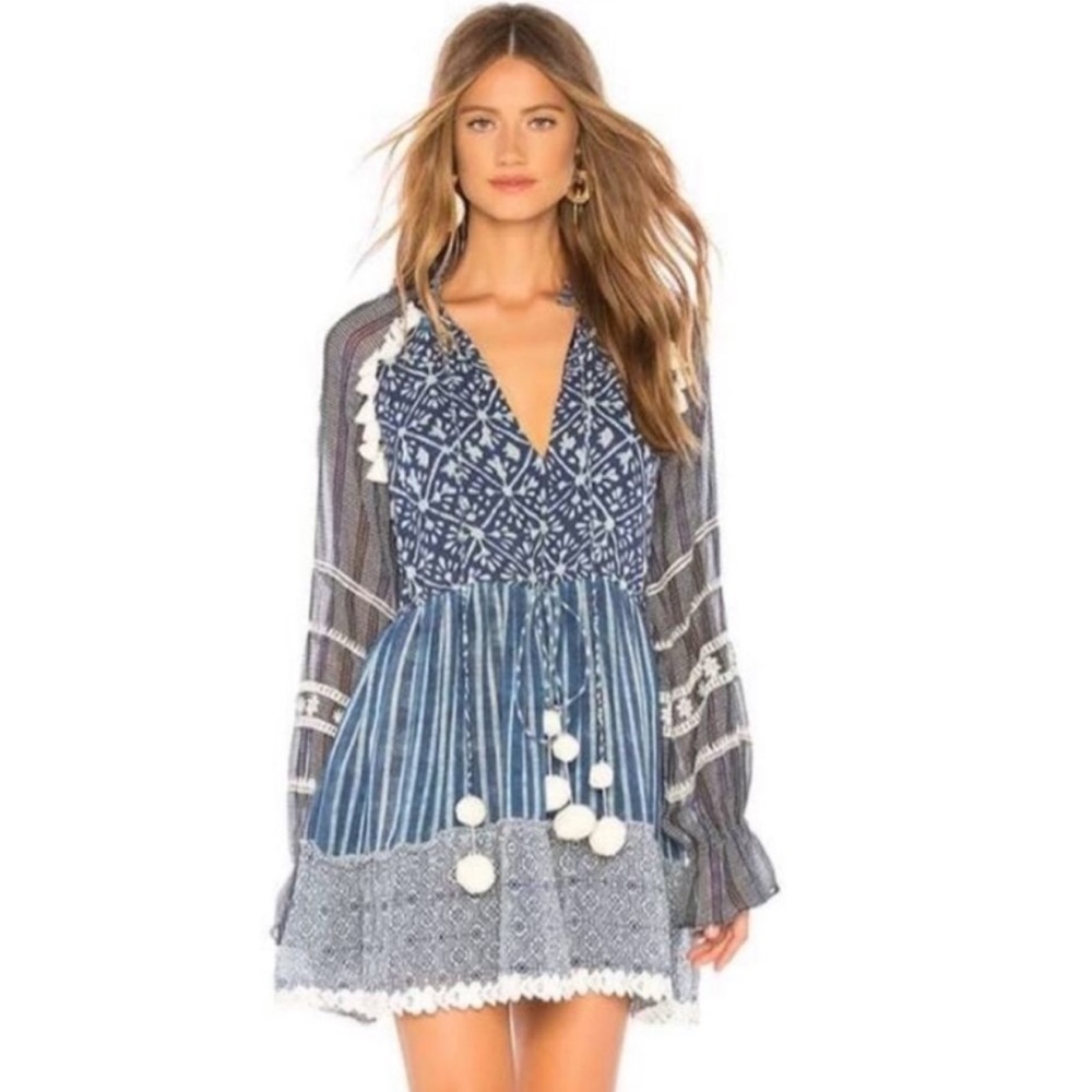 Anthropologie Hemant & Nandita Indigo Blue Dress M